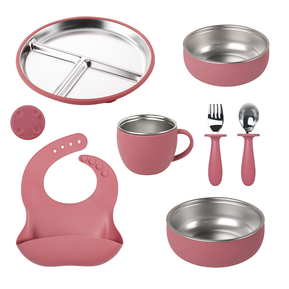 baby tableware set with silicone base
